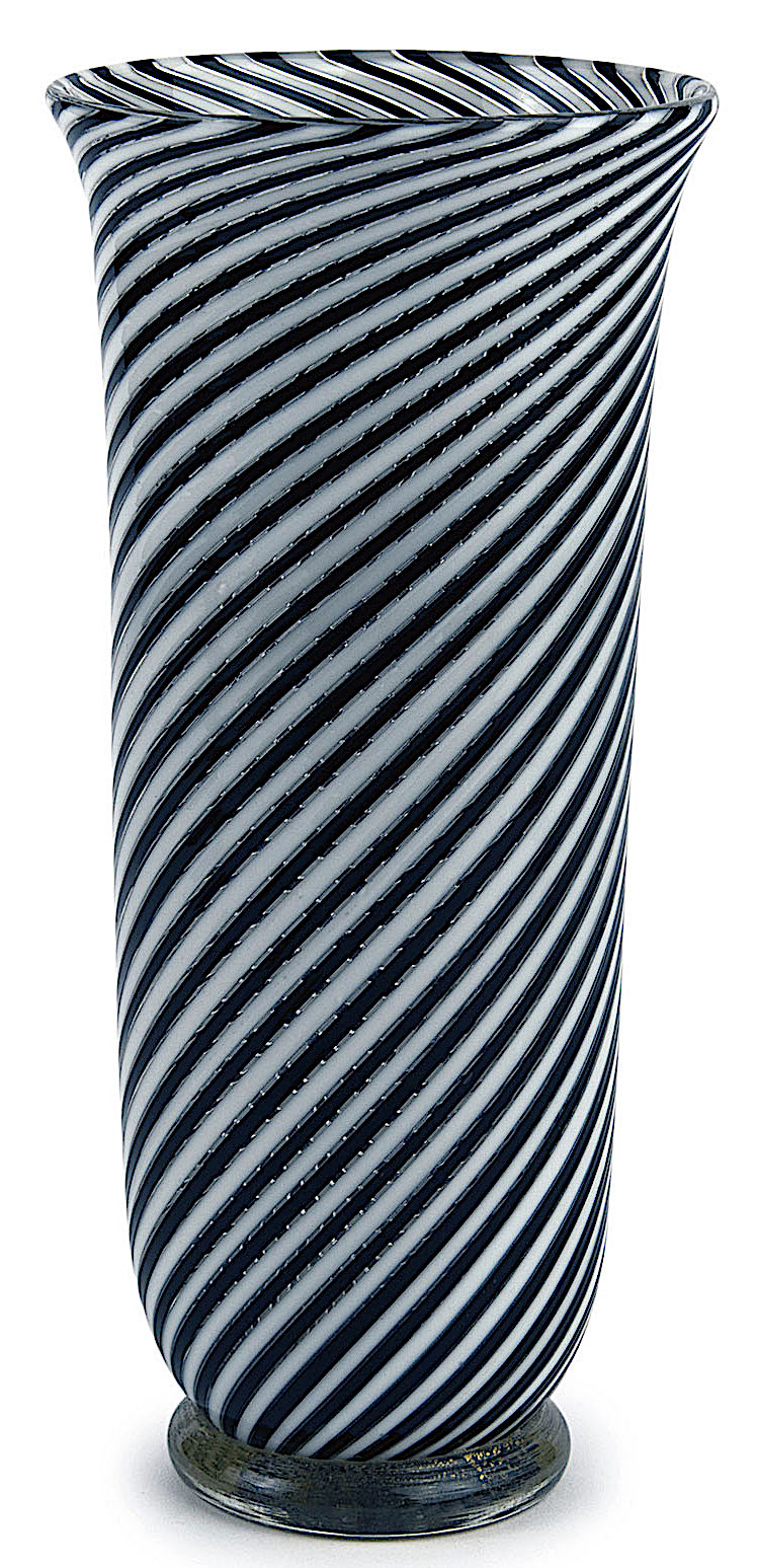 a Murano vase 1954 with black stripes