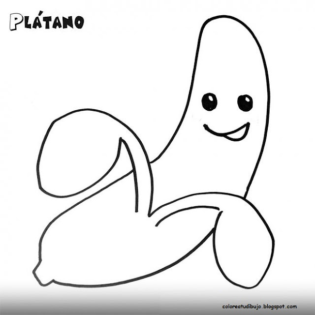 Dibujo de platano sonriente para colorear