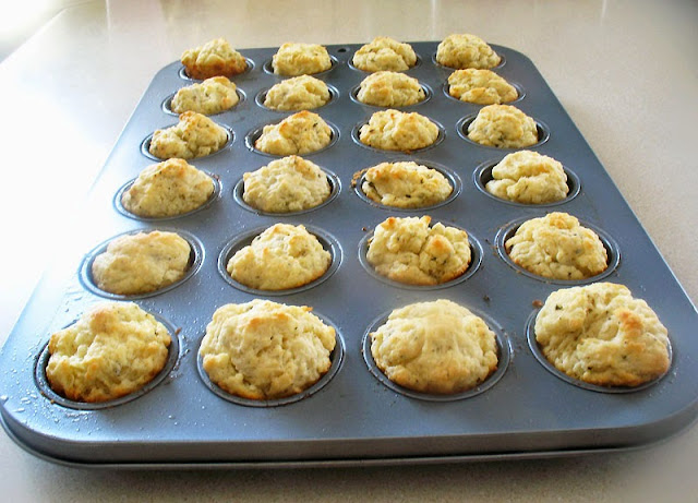 herbed mini biscuits in baking pan