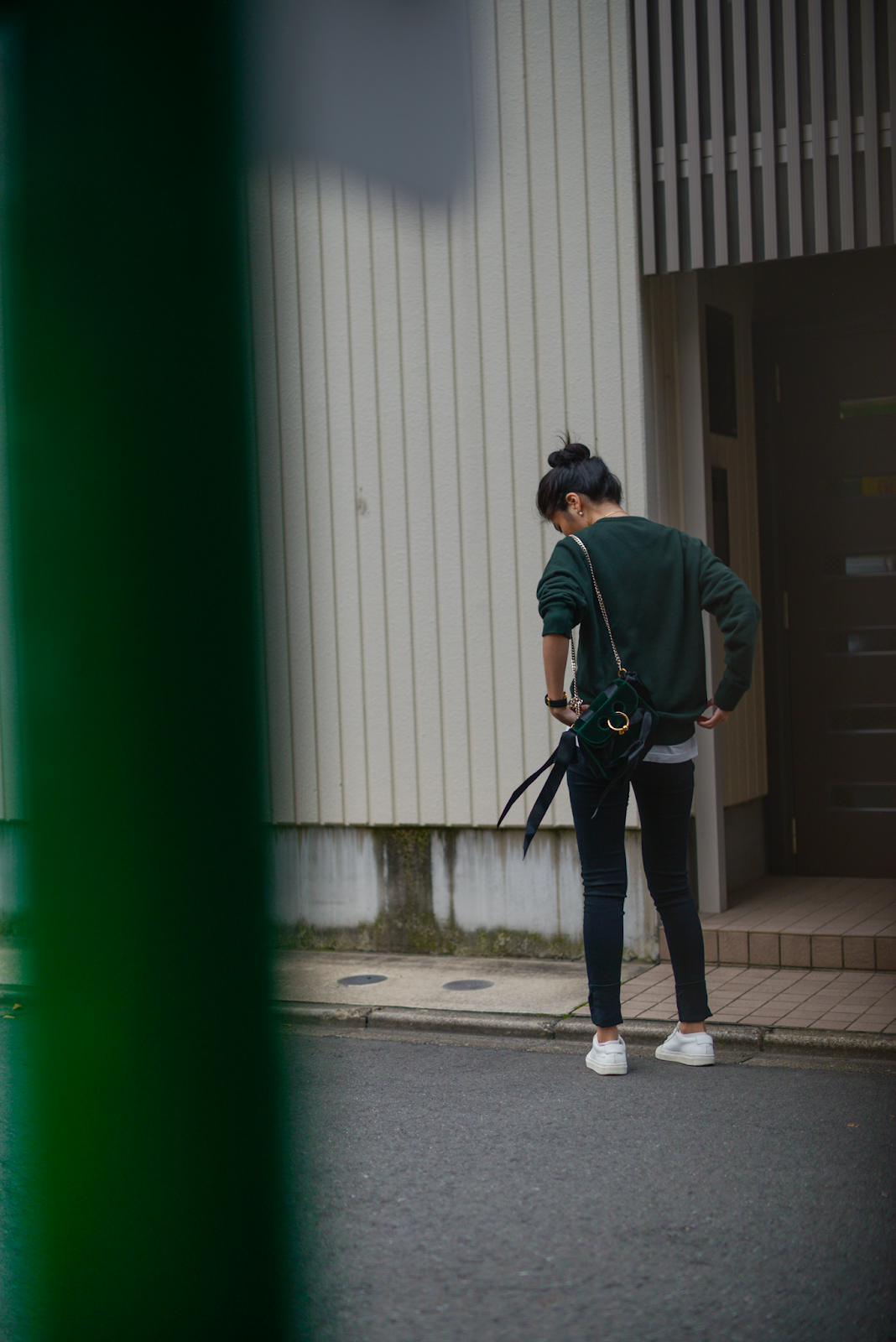 Casual Green Sweater Outfit, Shopbop Sale, Uniqlo Hunter Green Sweater, FOREVERVANNY style, Tokyo Street Style, Casual Fall Outfits / Something Green (+Winter Sales Picks) / FOREVERVANNY