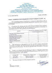 Payment of Honorarium to staff working at CPC :  DoPLI dated 14.03.2024