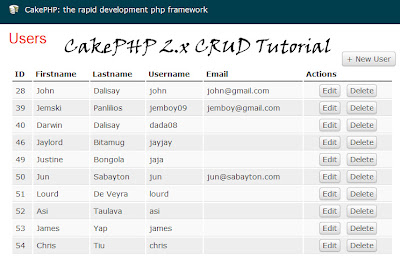 CakePHP 2.x CRUD Tutorial