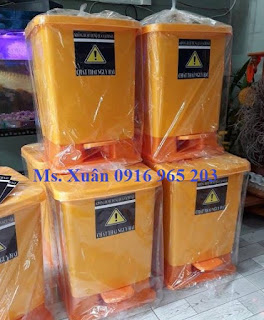 Thùng rác y tế đạp chân 20 lít màu vàng tại tp hcm