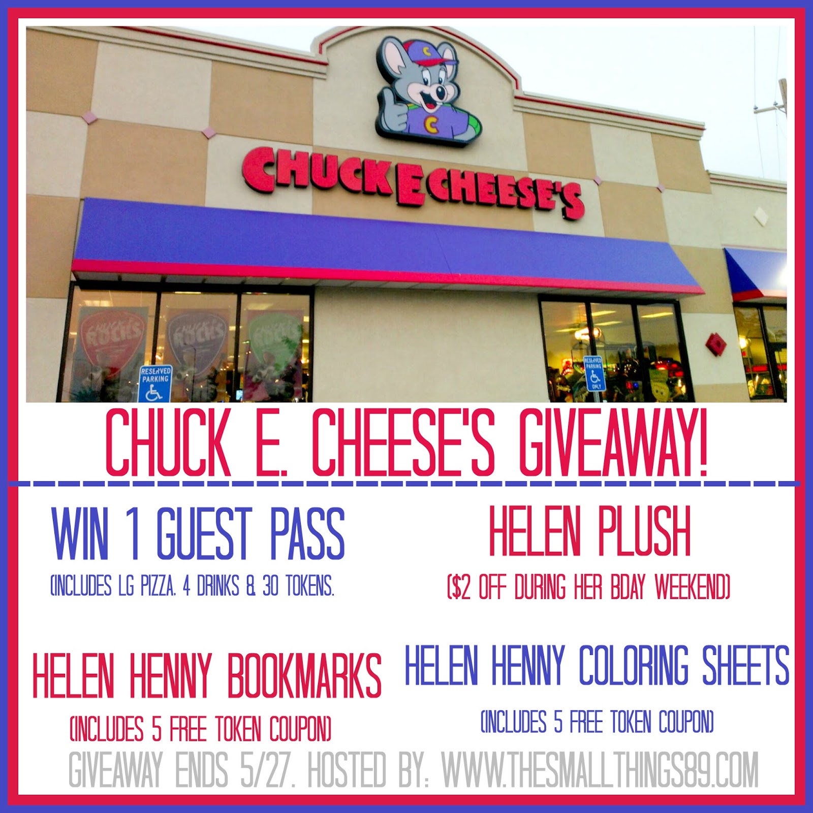 You can also enter to win a prize pack here in my blog Chuck E Cheese s is giving one of my readers the following Helen Henny coloring sheets