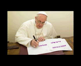 Pope Francis writing