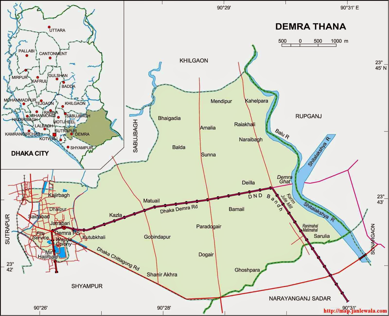 demra thana map of bangladesh