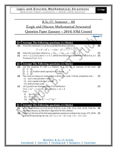[Question Paper] Logic, Discrete Mathematical Structures (Old Course) [January – 2014] [Page 2]