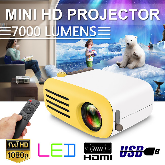 7000 Lumens 1080P Mini LED HD Projector Home Cinema Theater Video Multimedia USB 