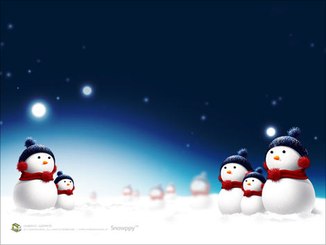 Cute snowman family christmas wallpaper