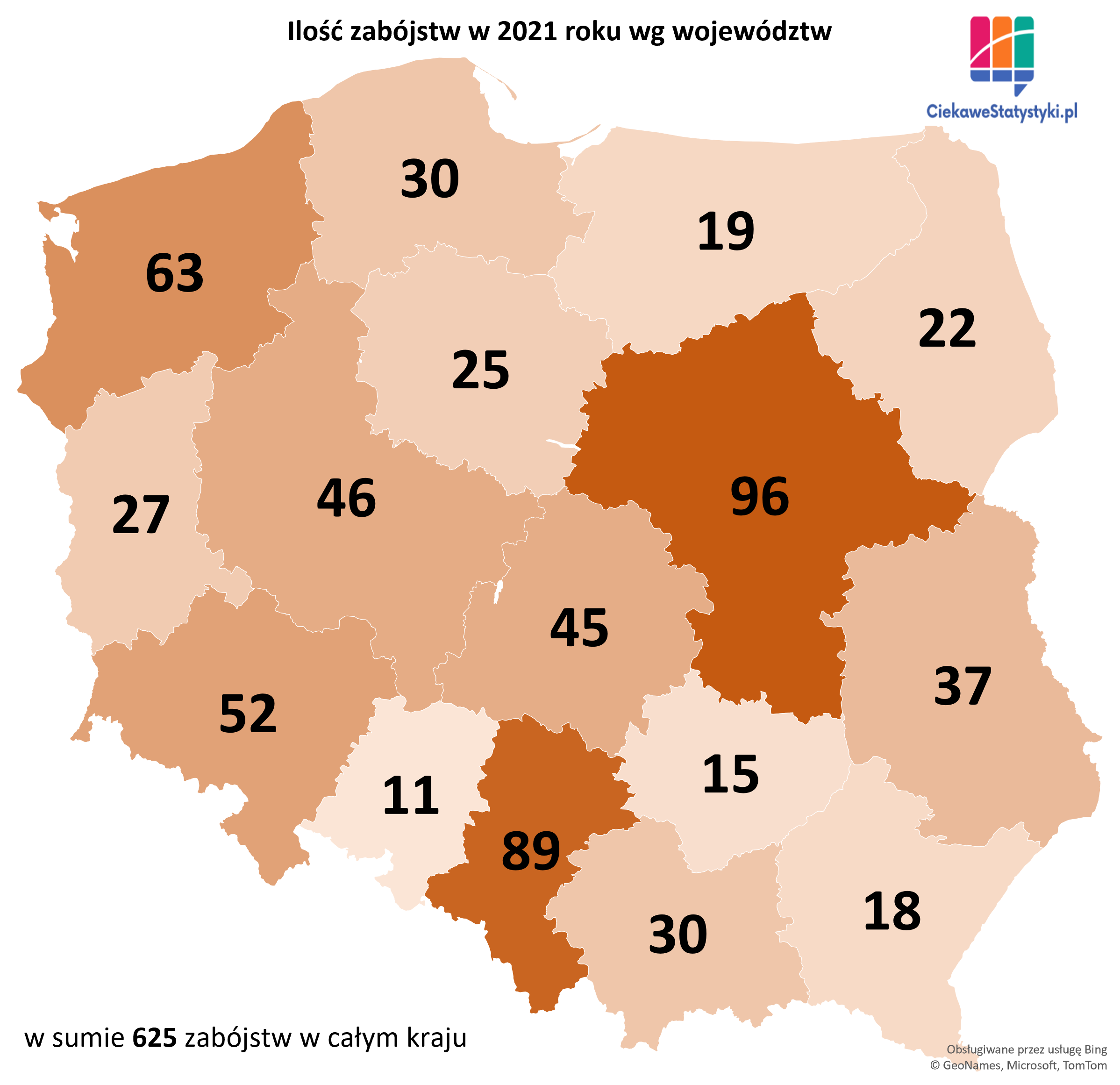 Gdzie popełniono najwięcej zabójstw w Polsce