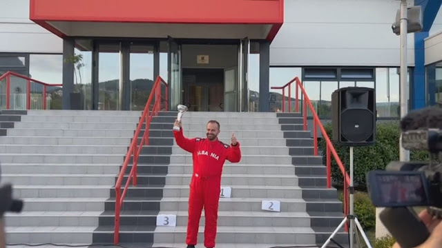 Albania dominates the Formula 3 race in Serbia, Gentjan Shaqiri lifts the cup  Gentjan Shaqiri lifting the cup after winning the FIA CE competition in Serbia