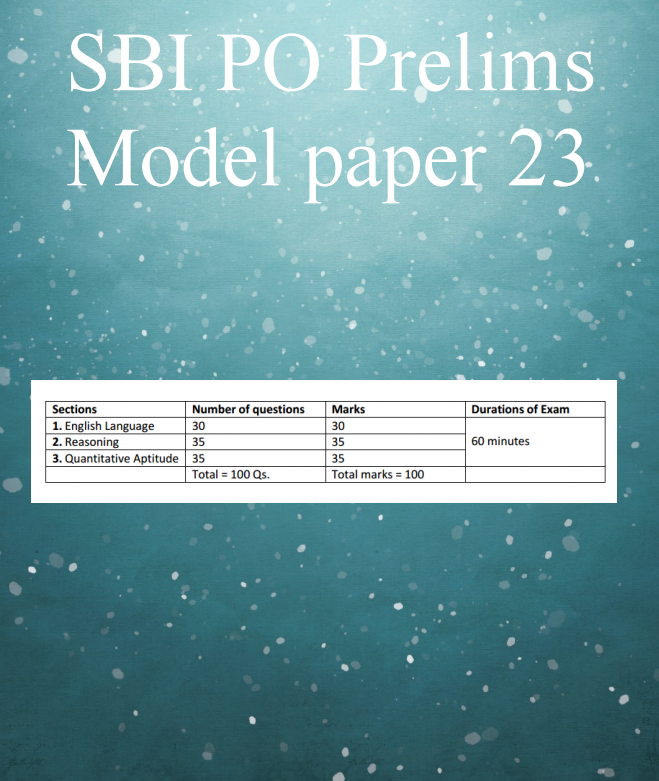 exam paper format sbi of clerk 2015 Prelims PO 23 SBI PDF Practice Download Question paper