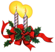 Two glowing Christmas candles clip art image