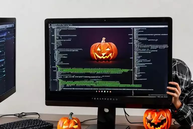 programador asustado por halloween