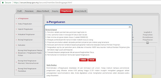 e-pengeluaran kwsp untuk bayaran ansuran bulanan pinjaman perumahan