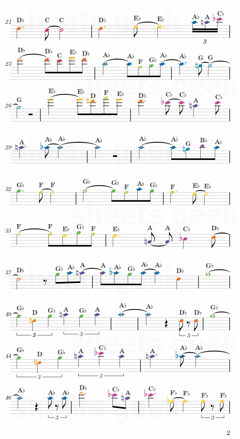 Gusty Garden Galaxy - Super Mario Galaxy Easy Sheet Music Free for piano, keyboard, flute, violin, sax, cello page 2