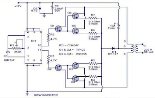 rangkaian inverter 100 watt