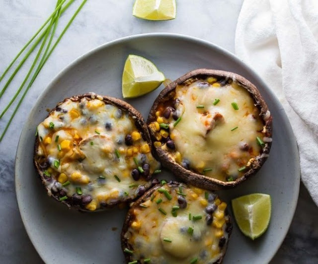 Enchilada Stuffed Grilled Portobello Mushrooms 