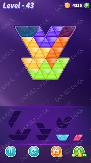 Block! Triangle Puzzle 6 Mania Level 43 Solution, Cheats, Walkthrough for Android, iPhone, iPad and iPod