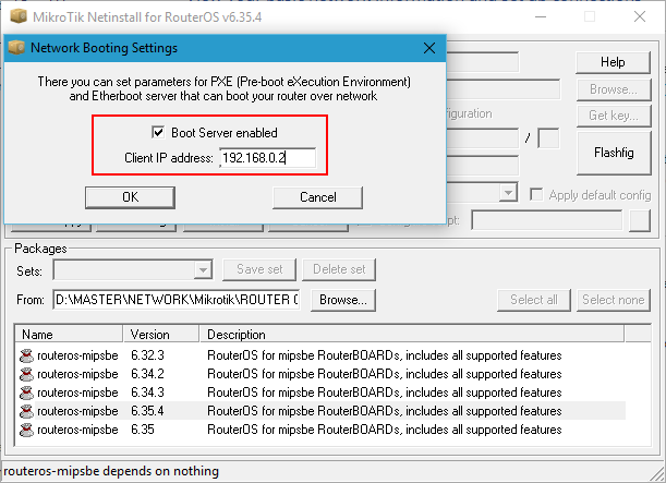 netinstall mikrotik rb750