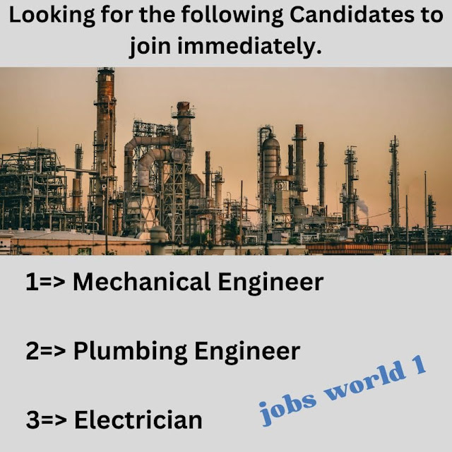 Looking for the following Candidates to join immediately.