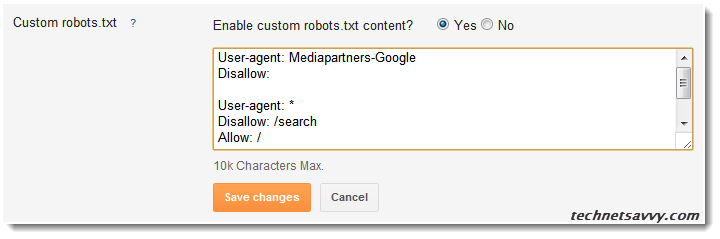BlogSpot custom robots.txt file