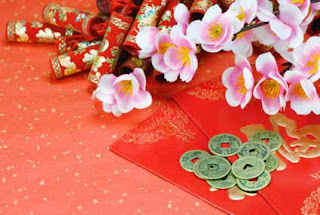 red colored chinese wish card