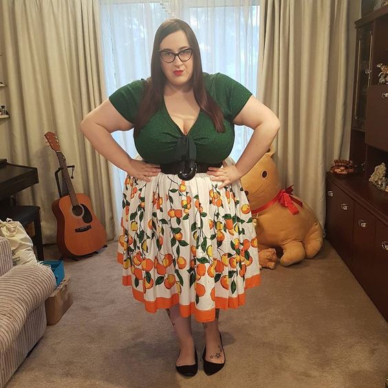 Pin Up Girl Clothing oranges plus size skirt