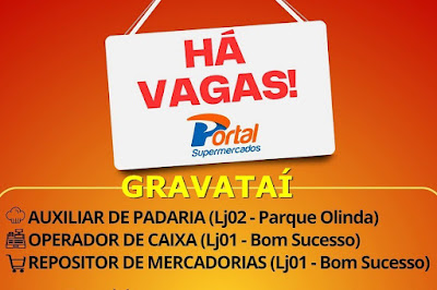 Portal Supermercados está selecionando Caixa, Repositor e Padaria em Gravataí