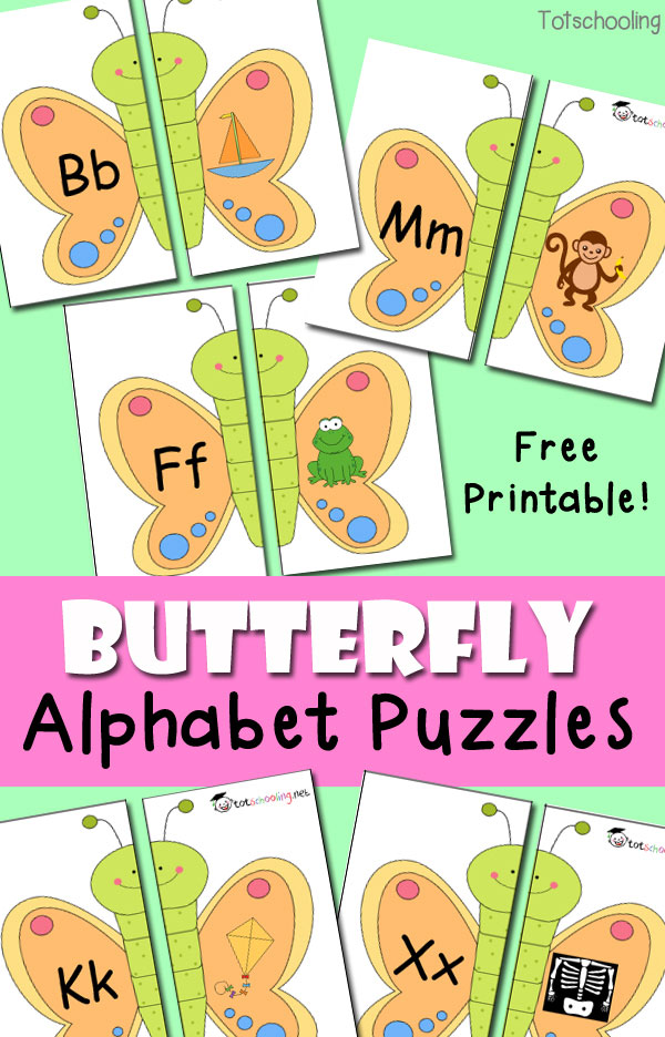 Butterfly Alphabet Sound Puzzles Totschooling Toddler Preschool Kindergarten Educational Printables