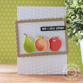 Sunny Studio Stamps: Fruit Cocktail Fancy Frames Rectangle Embossed Background Birthday Card by Eloise Blue