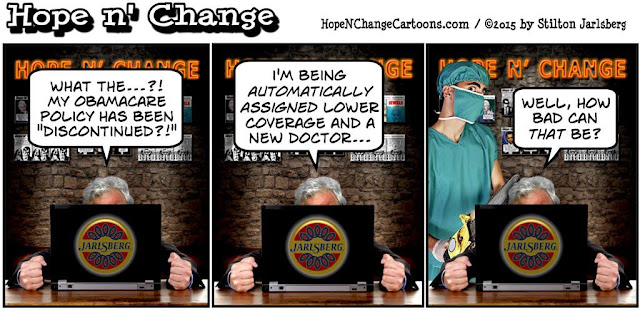 obama, obama jokes, political, humor, cartoon, conservative, hope n' change, hope and change, stilton jarlsberg,  obamacare, health insurance, blue cross, ppo, hmo, bonus, premiums, exhanges