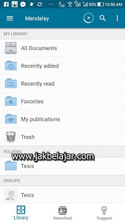 Tampilan Mendeley di Android
