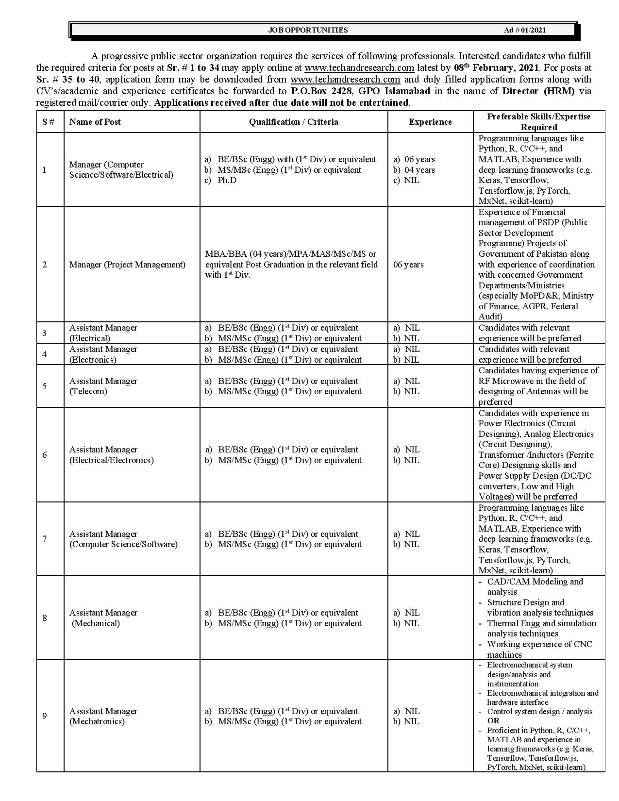 www.techandresearch.com Jobs 2021 Online Application Form NESCOM Assistant Managers, Junior / Chargeman & Others Latest