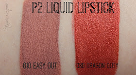 p2 liquid lipstick 101 easy out 030 dragon duty swatch