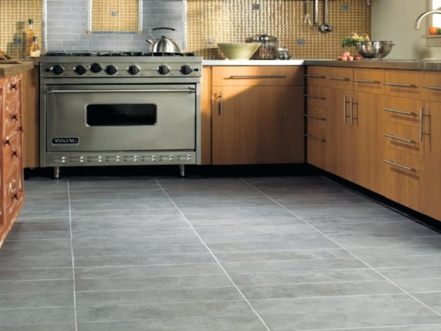 gray tiles kitchen