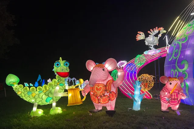 Lanterns of the Clangers and Soup Dragon at Crystal Palace Lightopia