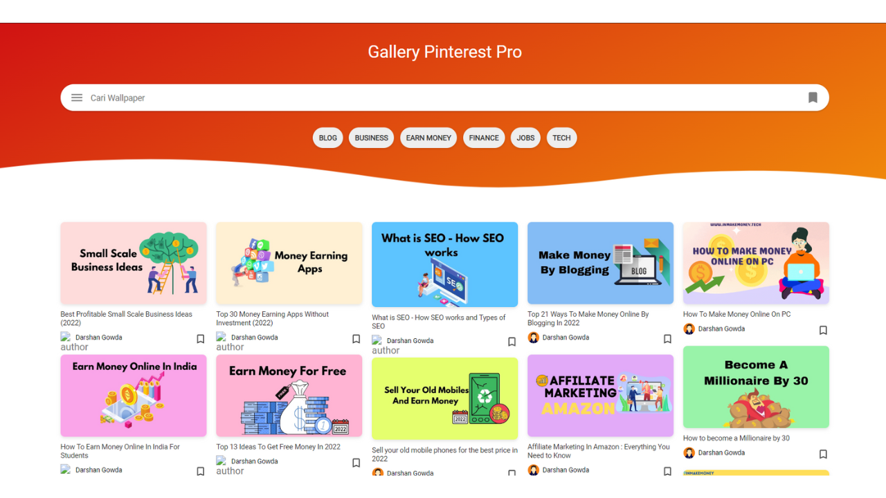Gallery Pinterest Pro Premium Blogger Template Free Download