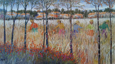 "A luz da colheita", de 2018, foi o quadro que escolhemos para enriquecer o nosso acervo, pela identificação com as influências do Impressionismo de Claude Monet e Van Gogh.