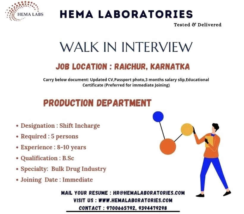 Job Availables, HEMA LABORATORIES Job Vacancy For Bsc