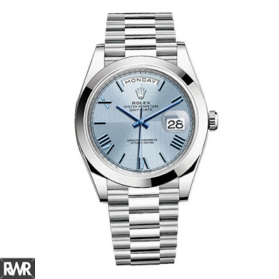 Replique montre Rolex Day-Date Ice bleu quadrant motif Dial Platinum 228206