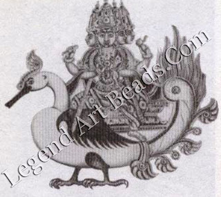 Brahma riding Hamsa, the divine swan, a lesser known incarnation of Vishnu.