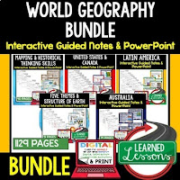 World Geography Guided Notes, PowerPoints in Google & Print Format
