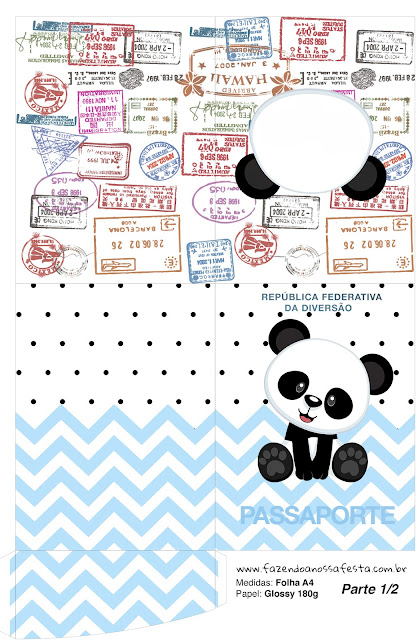 Panda in Light Blue Chevron and Black Polka Dots: Free Party Printables.