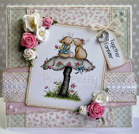 Romantic card featuring Hugs and Kisses (Moonbeam meadow) by Crafter's Companion
