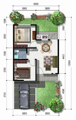 denah rumah minimalis 3 kamar tidur type 36