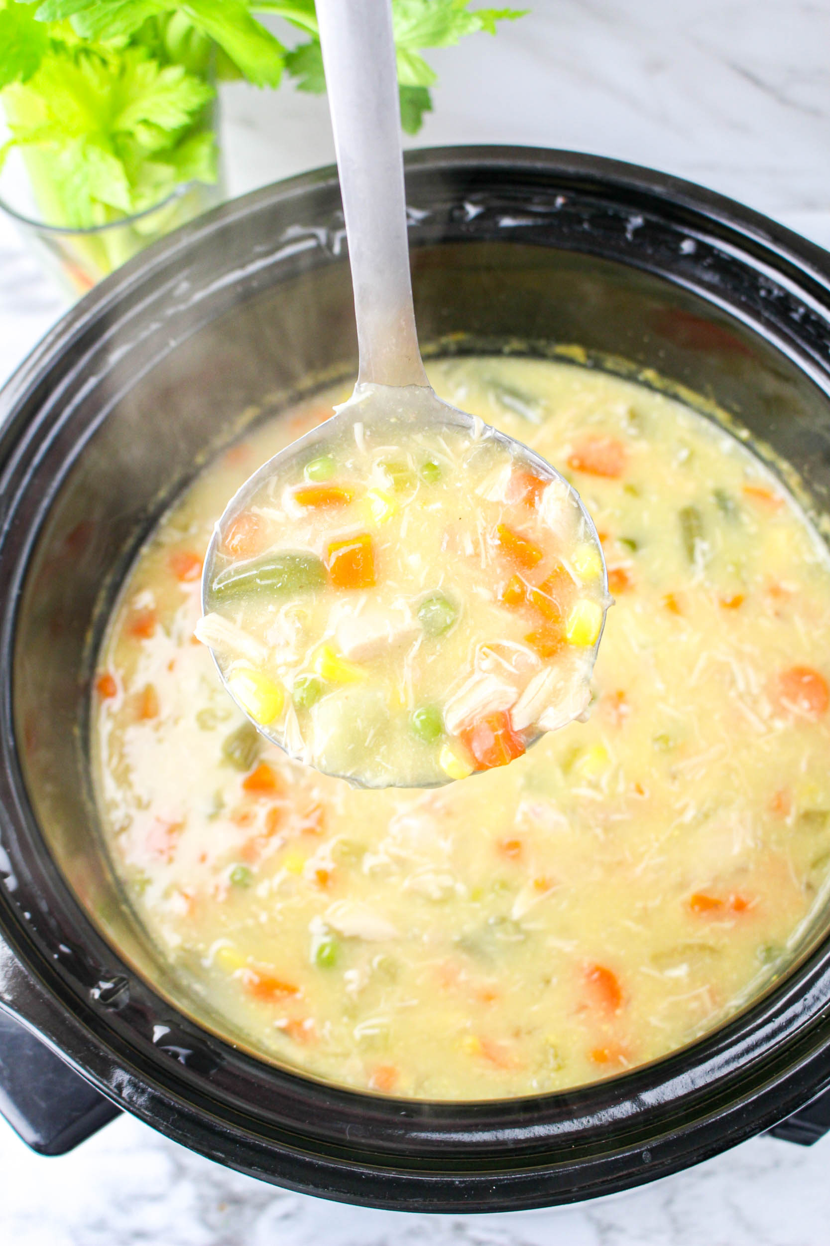Slow Cooker Creamy Vegetable Soup with RECIPE VIDEO