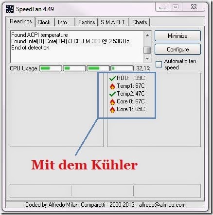 Abkühlung des Laptops beim Test 2