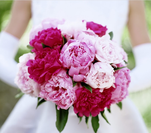 bride with a bouquet of flowers in hand