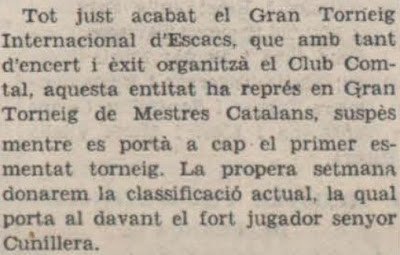 I Torneo Internacional del Ajedrez Condal Club-1934, recorte